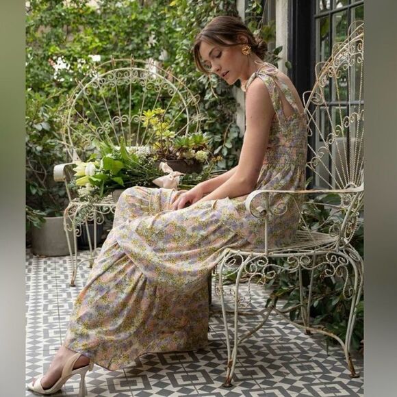 By The River Floral Smocked Ruffle Tiered Midi Dress Size Small - Picture 4 of 14